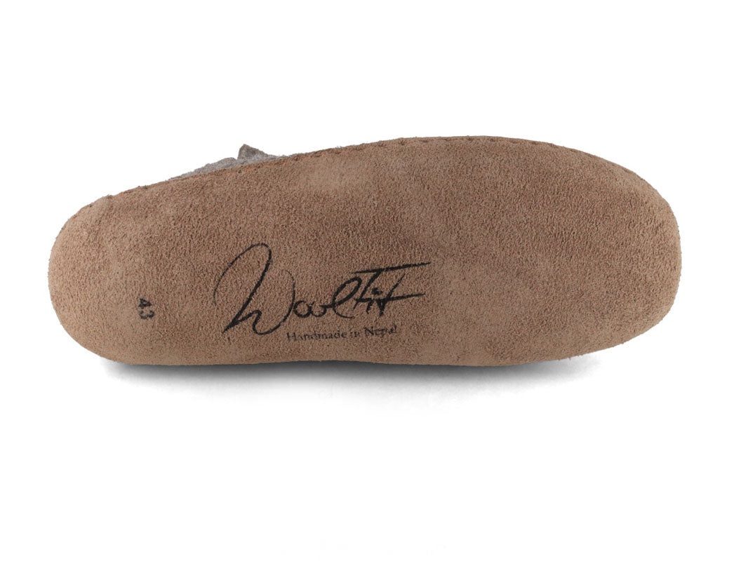 Hüttenschuhe mit Ledersohle Yeti, steingrau