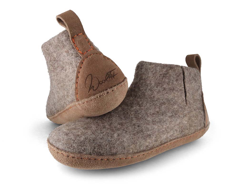 Hüttenschuhe mit Ledersohle Yeti, steingrau