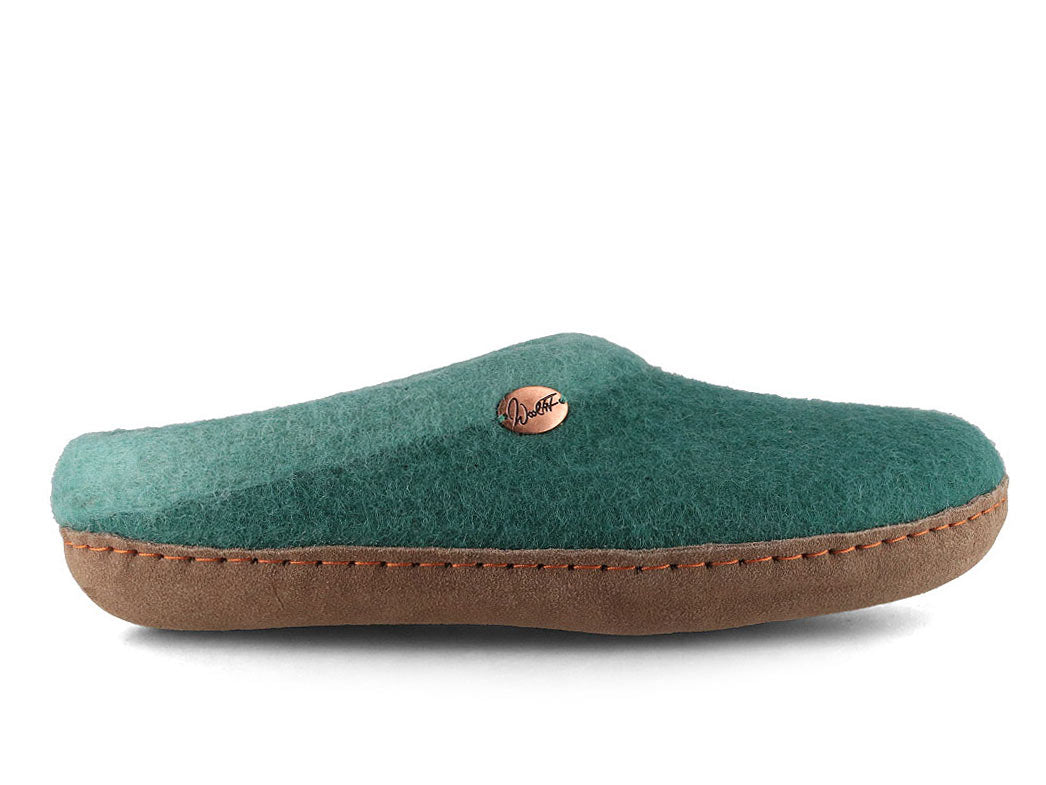 Sherpa Filzpantoffeln mit Fußbett & Ledersohle, grün